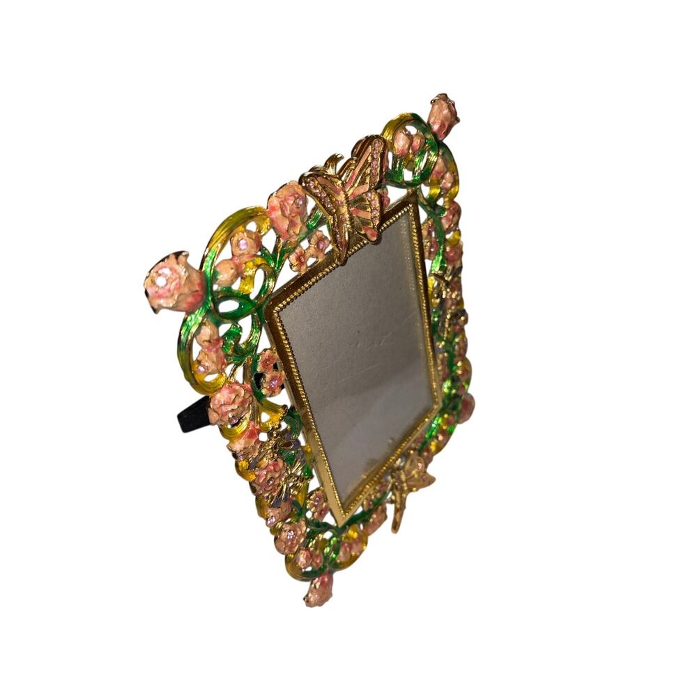 Butterfly Rhinestone Enamel Vintage Picture Photo Frame - Picture 7 of 12